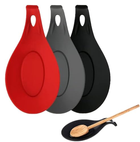 3 Stück Silikon Löffelablage, Kochlöffelablage, Küchenutensilienablage Mandelform Hitzebeständig Kochlöffel, Silikon Löffel Rest, Küchenutensilienhalter Ablage für Küche Zuhause Restaurant von Oriental eLife