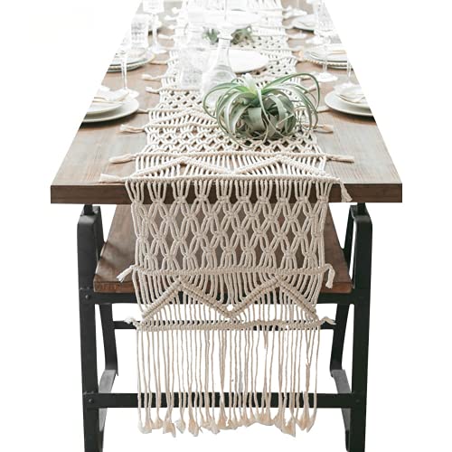 Oriental Riverkit Boho Tischläufer 35*260cm Beige Hohl Gestreift Handgewebt Baumwolle Hochzeit Dekor von Oriental riverkit