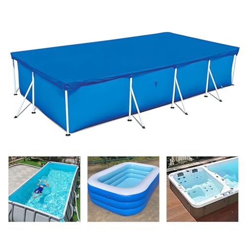Poolabdeckung Rechteckig Universal Wasserdicht und UV-Schutz Poolabdeckung für Aufstellpools Einfache Set Waschbar Blau (Blau, 400 x 211 cm) von Oriental riverkit