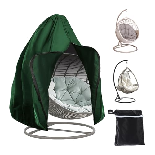 Terrassen Hängesessel Abdeckung mit Reißverschluss, Wasserdicht Winddicht UV-beständig für Schaukel Ei-Stuhl, Oxford-Stoff Strapazierfähig für den Außenbereich, Korbgeflecht, 190 x 115 cm (Grün) von Oriental riverkit