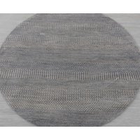 4x4/Savannah Grey Modern Handgeknüpfter Rundteppich Wolle & Seidenteppich, Handgemachter Teppich #5364 von OrientalLooms