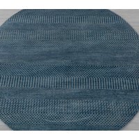 4x4 Savannah Teppich Blau Runder Wolle & Seidenteppich, Handgemachter #2968 von OrientalLooms