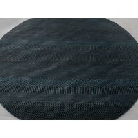 6x6/180x180 cm Savanne Teppich Schwarz Blau Rundteppich Wolle & Seidenteppich Handarbeit #1660 von OrientalLooms