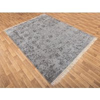 8x10 Teppich Grau Holzkohle Handgemachte Wolle Seide Übergangs-Modern #2309 | 242x300 cms. Kostenloser Versand von OrientalLooms