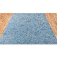 Teppich 9x12 Grau Blau Handgemachte Wolle Seide Übergangs Orientteppich #801 Versandkostenfrei von OrientalLooms