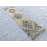 11'29''x 2'62 Ft, 344 X 80 cm, Boden Teppich Läufer, Boho Teppich Oushak Läufer Teppich, Vintage von OrientalVintageRugs
