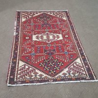 Antiker Wollteppich, Akzent Vintage Teppich, Alter Handgemachter Teppich Größe 3'7 "x5'5" von OrientalsArt