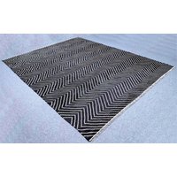 Großer Schwarz-Weißer Teppich, Weißer Und Schwarzer Kelimteppich, 10 X 13 Großer Wohnzimmerteppich Dhurrie, Auf Bestellung Gefertigter Teppich von OrientalsArt