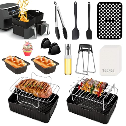 Ninja Heißluftfritteuse Zubehör, Zubehör für Heißluftfritteusen Ninja Foodi Dual Zone AF300EU AF400EU SL400EU Double Stack XL Innsky COSORI und 7,6L-9,5L Dual Zone Heißluftfritteusen, Airfryer Zubehör von Orifesio