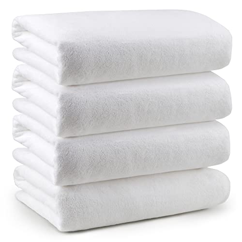 Orighty Badetuch-Set, 4er-Pack (68,6 x 137,2 cm), Weißes Soft-Touch-Badetuch-Set, Sehr Saugfähige Mikrofaser-Körperhandtücher, Schnell trocknend, Mikrofaser-Badetücher für Sport, Yoga, Spa, Fitness von Orighty
