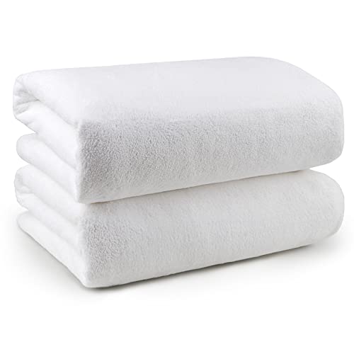Orighty Badetücher im 2 Stück Weißes Badetuch mit Weicher Haptik, Sehr Saugfähige Mikrofaser-Handtücher für den Körper, Schnell Trocknend Mikrofaser-Badetücher für Sport, Yoga, Spa(68,6 x 137,2 cm) von Orighty