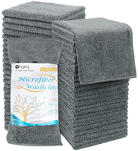 Orighty Mikrofaser-Waschlappen-Handtuch-Set, sehr saugfähig und super weich, Fingerspitzen-Handtücher, Mehrzweck-Waschlappen für Badezimmer, Hotel, Fitnessstudio und SPA, 30,5 x 30,5 cm, Grau von Orighty