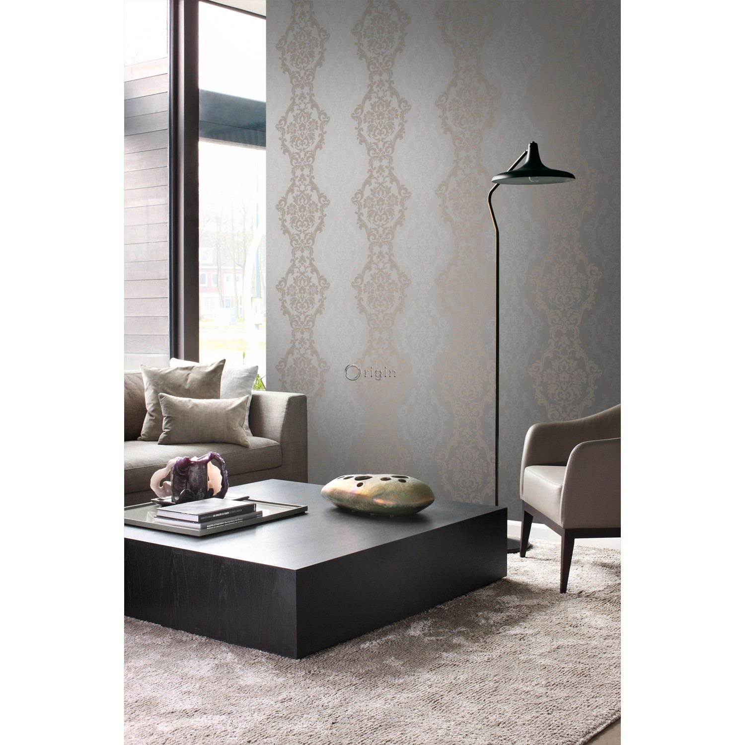 Origin Wallcoverings Tapete Ornamente Taupe und Bronze 53 cm x 10,05 m 346212 von Origin-luxury wallcoverings