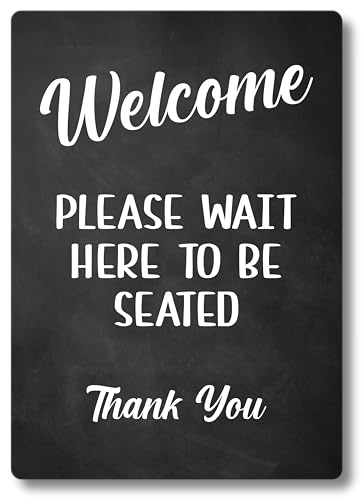 Schild mit Aufschrift "Please Wait Here To Be Seated", freistehend oder selbstklebend (selbstklebend) von Origin