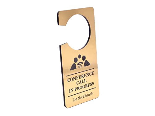 OriginDesigned Türschild "Conference Call Meeting in Progress Do Not Disturb Room Hanger" Türschild Gold Acryl - für Hotels, B&Bs und Lodges von OriginDesigned