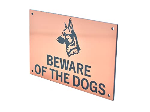 OriginDesigned Warnschild mit Aufschrift "Beware of the Dogs" - leicht zu sehen, Warnung innen/außen, Warnschild Abschreckung (Kupfer) von OriginDesigned