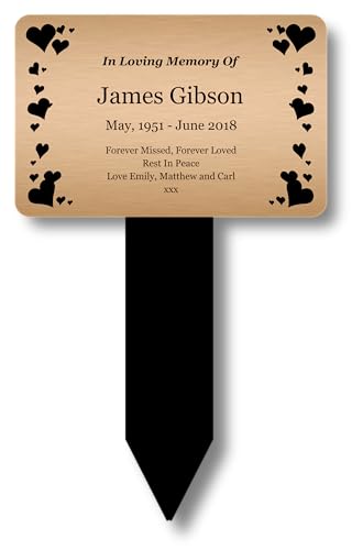Personalisierte Gedenktafel Erdspieß Grabmarker | geeignet für den Außenbereich | ideal als Grabmarker (Kupfer) von OriginDesigned