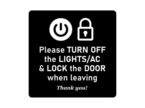 Please Turn Off Lights and Air Con and Lock The Door When Leaving, Thank You – Schwarz-Weiß selbstklebendes Schild, wasserfest, abwischbar Please Turn Off Lights and Air Con and Lock The Door When Leaving, Thank You – Schwarz-Weiß selbstklebendes Schild, wasserfest, abwischbar von OriginDesigned