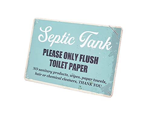Selbstklebendes Aluminiumschild mit Aufschrift "Septic Tank" – rustikaler Effekt mit Latex-gedrucktem Text, Hinweis für WC, Badezimmer, WC, Klärgrube. Stellen Sie sicher, dass sie nur spülen, was sie Selbstklebendes Aluminiumschild mit Aufschrift "Septic Tank" – rustikaler Effekt mit Latex-gedrucktem Text, Hinweis für WC, Badezimmer, WC, Klärgrube. Stellen Sie sicher, dass sie nur spülen, was sie von OriginDesigned