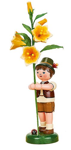 Kleine Figuren & Miniaturen Blumenkind Mädchen mit Stockrose - 24 cm - Hubrig Volkskunst von Original Erzgebirge Volkskunst