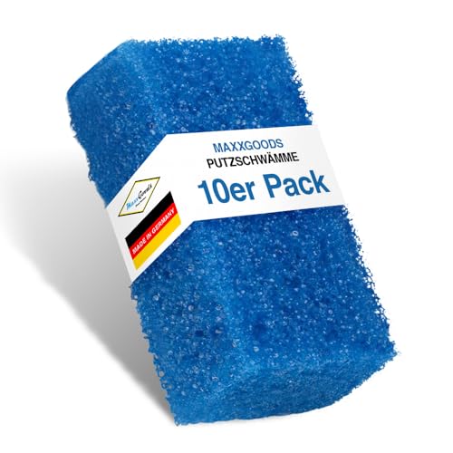 Gundel-Putz Putzschwamm Set 10 Pack, Blau - Reinigungsschwämme - Schmierfrei, Kratzfrei & Schonend für alle Oberflächen | Spülschwamm und Topfreiniger - Schwamm für Putzsteine (11x6x4cm) von Original Gundel-Putz