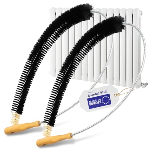 Gundel-Putz 2X Heizkörperbürsten 120cm mit Ziegenhaar Borsten für Heizkörperreinigung - Heizungsbürste, Flachheizkörper, Rippenheizkörper - Reinigungsbürste mit Edelstahldraht & Kunststoffummantelung von Original Gundel-Putz