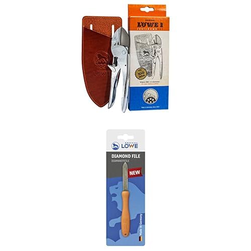 Original LÖWE 1 Set bestehend aus 100 Jahre Jubiläumsedition - Profi Gartenschere Amboss Schere 1.102 & Diamantfeile 0023 für Scheren, Äxte und Werkzeuge von Original LÖWE