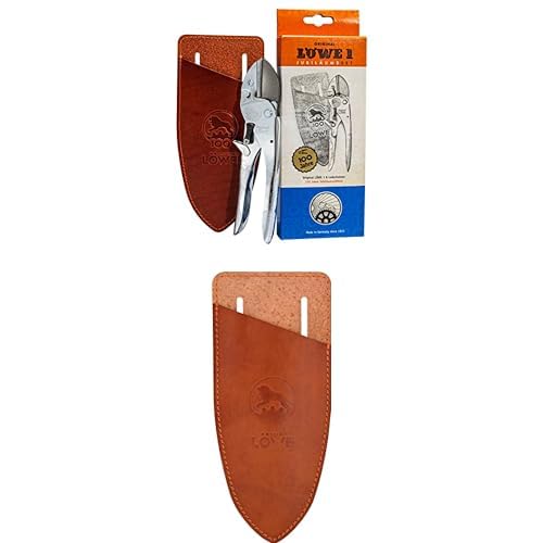 Original LÖWE 1 Set bestehend aus 100 Jahre Jubiläumsedition - Profi Gartenschere Amboss Schere 1.102 & Klingenschutz und Holster 9808 zum Schutz beim Tragen am Körper vor Verletzungen von Original LÖWE