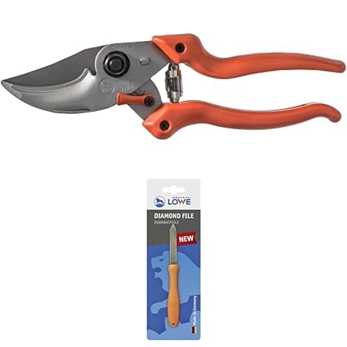 Original LÖWE Set bestehend aus Bypass Gartenschere 9.104 zum Schneiden von Pflanzen, Rosen oder Schnittblumen & Diamantfeile 0023 für Scheren, Äxte und Werkzeuge Original LÖWE Set bestehend aus Bypass Gartenschere 9.104 zum Schneiden von Pflanzen, Rosen oder Schnittblumen & Diamantfeile 0023 für Scheren, Äxte und Werkzeuge von Original LÖWE