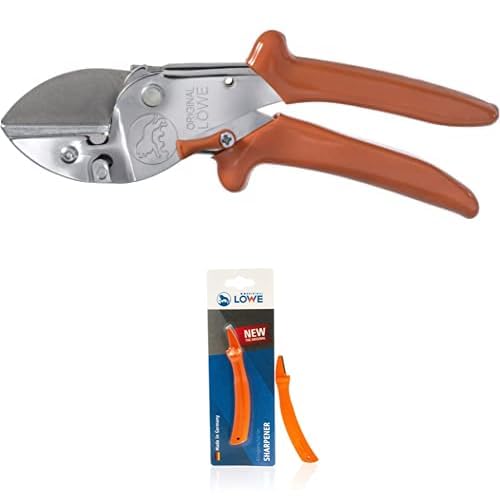 Original LÖWE Set bestehend aus Jagdschere 1.117 & Klingenschärfer 0022 für Gartenscheren und Industriescheren von Original LÖWE