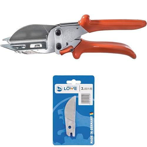Original LÖWE Set bestehend aus Leistenschere 3.106 mit Hebelübersetzung für Holz, Kunststoff, Gummi, PVC und Leder & LÖWE 3 Ersatzklinge für Amboss Industriescheren von Original LÖWE
