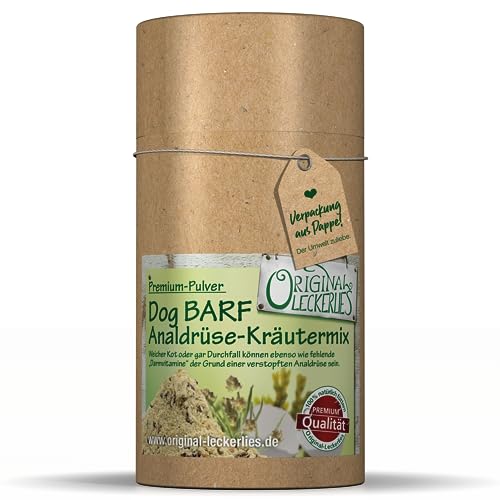 ORIGINAL LECKERLIES® Dog Barf Analdrüse-Kräutermix – Pulver für Hunde I natürliche Unterstützung der Analdrüsen, Verdauung, Darmflora und Darmtätigkeit sowie eines gesunden Darms (375 g) von ORIGINAL LECKERLIES