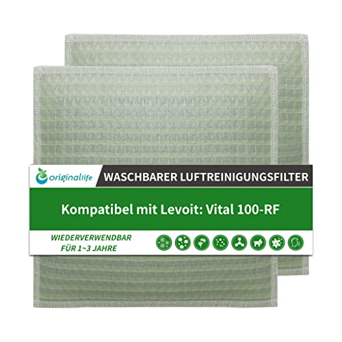 Original Life Waschbar Ersatzfilter für Luftreiniger Levoit Vital 100-RF, kompatibel mit Levoit Luftreiniger Vital 100-RF, 2 Stück in 1 Satz von Original Life