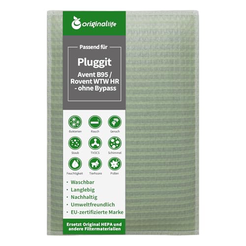 Originallife ULTRA (Grün) - Waschbarer Filter für Pluggit Avent B95 / Rovent WTW HR - ohne Bypass von Original Life
