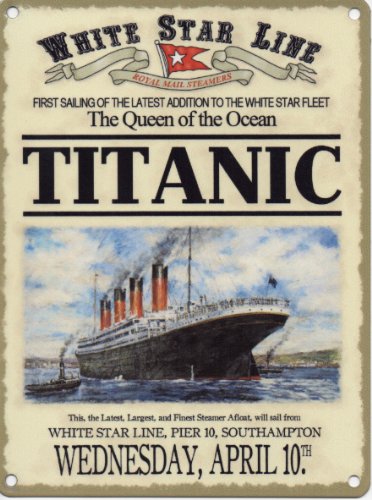 Metallschild, Titanic, mit Datum unten, 20 x 15 cm von signs-unique