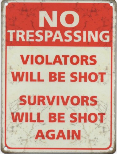 Metallschild mit englischem Schriftzug No Trespassing, Metall, SMALL (200mm X 150mm) von Original Metal Sign Co