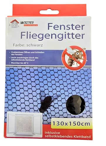 Fenster Fliegengitter / Moskitonetz mit Klettband (Schwarz 1 Stück) von Hillfield