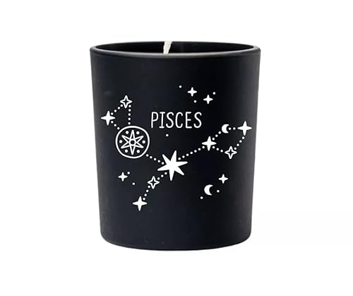 Original Soy Wax Zodiac Duftkerze Tierkreiszeichen: Fische - aus 100% veganem Sojawachs - Aromatherapie Schwarze Kerzen - Sternzeichen Duftkerzen im Glas - Duft: Bratapfelkuchen von Original Soy Wax