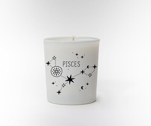 Original Soy Wax Zodiac Duftkerze Tierkreiszeichen: Fische - aus 100% veganem Sojawachs - Aromatherapie Weiße Kerzen - Sternzeichen Duftkerzen im Glas - Duft: Bratapfelkuchen von Original Soy Wax