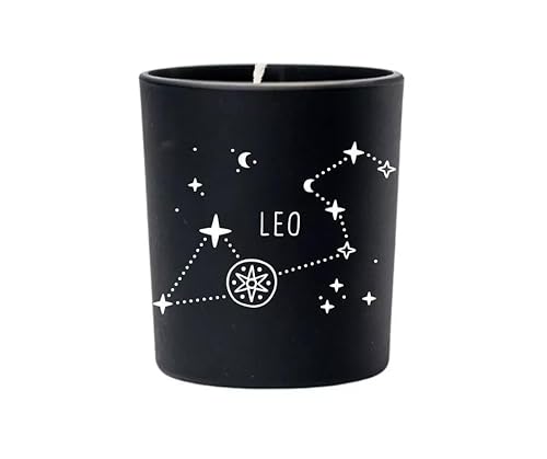 Original Soy Wax Zodiac Duftkerze Tierkreiszeichen: Löwe - aus 100% veganem Sojawachs - Aromatherapie Schwarze Kerzen - Sternzeichen Duftkerzen im Glas - Duft: Gold Sun von Original Soy Wax