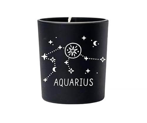 Original Soy Wax Zodiac Duftkerze Tierkreiszeichen: Wassermann - aus 100% veganem Sojawachs - Aromatherapie Schwarze Kerzen - Sternzeichen Duftkerzen im Glas - Duft: Luxe Kaschmir von Original Soy Wax