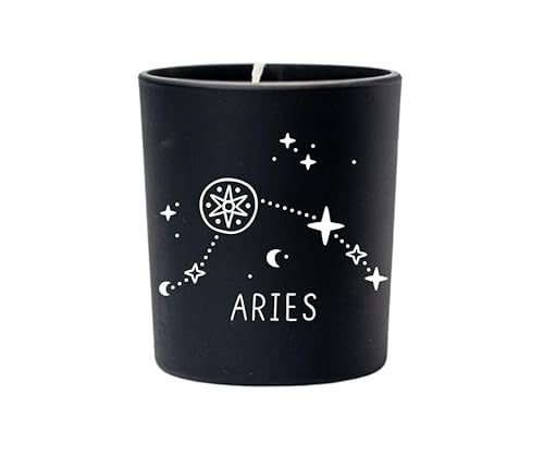 Original Soy Wax Zodiac Duftkerze Tierkreiszeichen: Widder - aus 100% veganem Sojawachs - Aromatherapie Schwarze Kerzen - Sternzeichen Duftkerzen im Glas - Duft: Sandelholz von Original Soy Wax