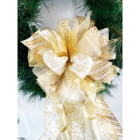 Weihnachtsschleife in Creme Und Gold Mit Goldenen Verzierungen. Perfekt Für Mailbox, Tür Kranz von OriginalBowMovement