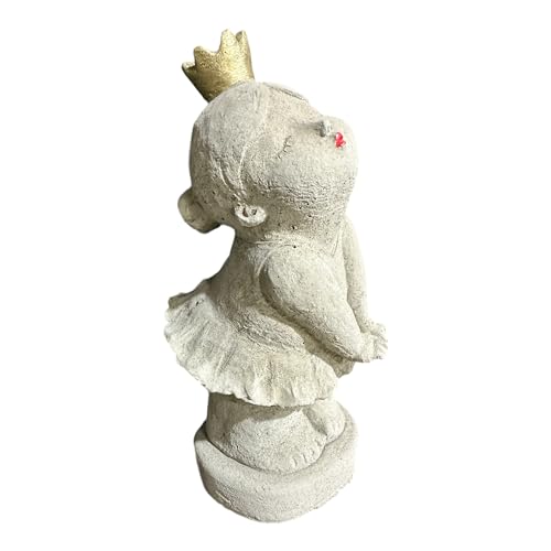OriginalPaul Skulp & Betondesign Elegante Ballerina/Prinzessin Skulptur mit Goldener Krone H/B/T in cm 29/14/14 ca. 4kg schwer - Handgefertigt in Deutschland von OriginalPaul Skulp & Betondesign