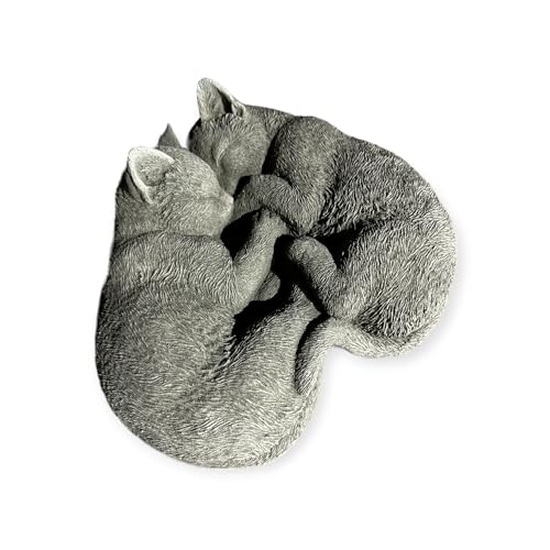 OriginalPaul Skulp & Betondesign Frostresistente Steinfigur 'Eingerollte Katzen' - 14x28x26 cm - Handgefertigt in Deutschland von OriginalPaul Skulp & Betondesign