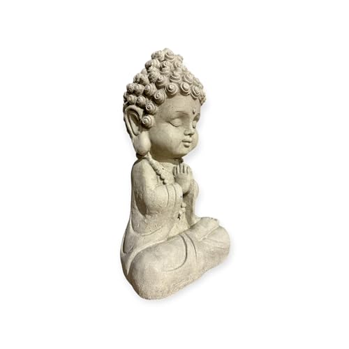 OriginalPaul Skulp & Betondesign Liebenswerter Gartenmönch - Kleine Mönch-Figur für Zauberhafte Gärten (Maße H/B/T 26/12/9 cm, ca. 2,25 kg) Frostsichere Steinfigur aus Beton Sandsteinoptik von OriginalPaul Skulp & Betondesign