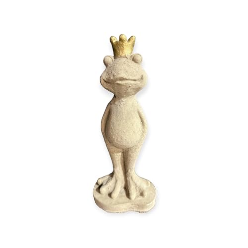 OriginalPaul Steinfigur - Frosch Eddy mit Goldener Krone Höhe 36cm und 2,4kg schwer - Frostsicher aus eigener Produktion von OriginalPaul Skulp & Betondesign
