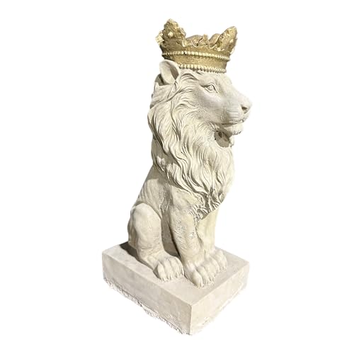 OriginalPaul Steinfigur - frostsicherer König der Löwen mit Goldener Krone - 36cm hoch und 7kg schwer aus eigener Produktion von OriginalPaul Skulp & Betondesign