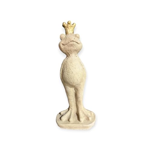 OriginalPaul Steinfiguren - Frosch Eddy mit Goldener Krone Höhe 42cm und 3,7kg schwer - Frostsicher aus eigener Produktion von OriginalPaul Skulp & Betondesign