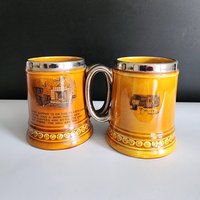 Keramik Bierkrüge Vintage Lord Nelson Pottery Bierkrug Made in England 1960Er Jahre Mann Höhle Bier Tankards von OriginalVintageGypsy